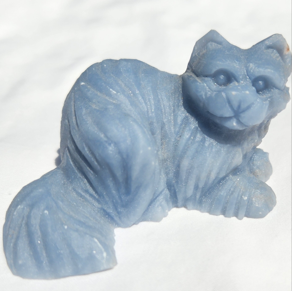 Angelite Crystal Cat Carving